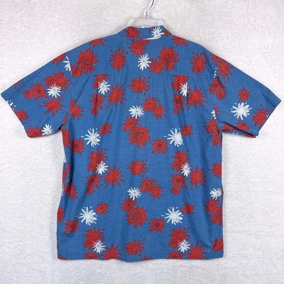 Quiksilver Waterman Camp Shirt Mens XXL Blue Red Floral Preppy Hawaiian Aloha - Picture 5 of 10